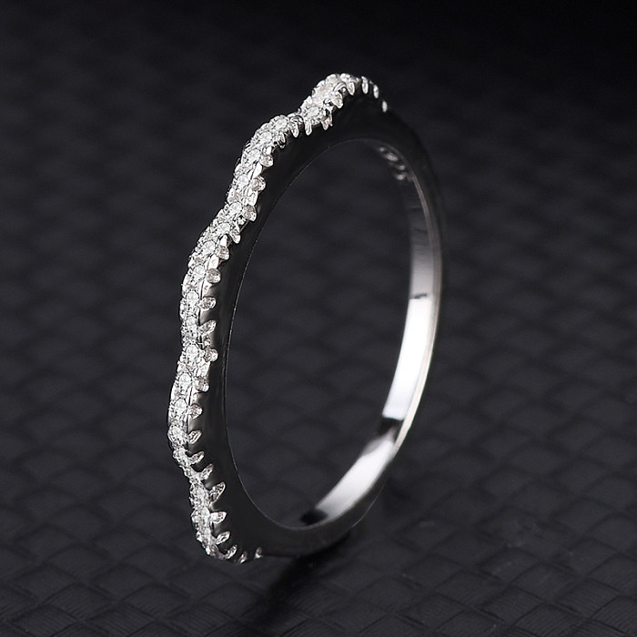 Silver Cubic Zirconia Curve Band Ring