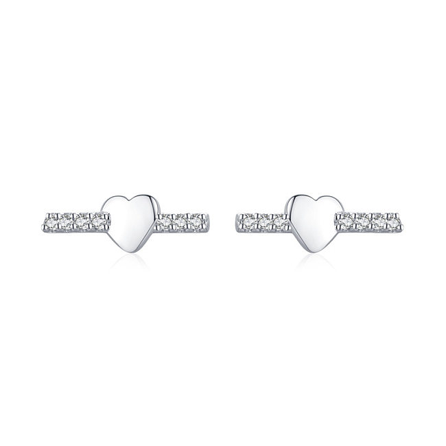 Sterling Silver Zirconia Heart Earrings