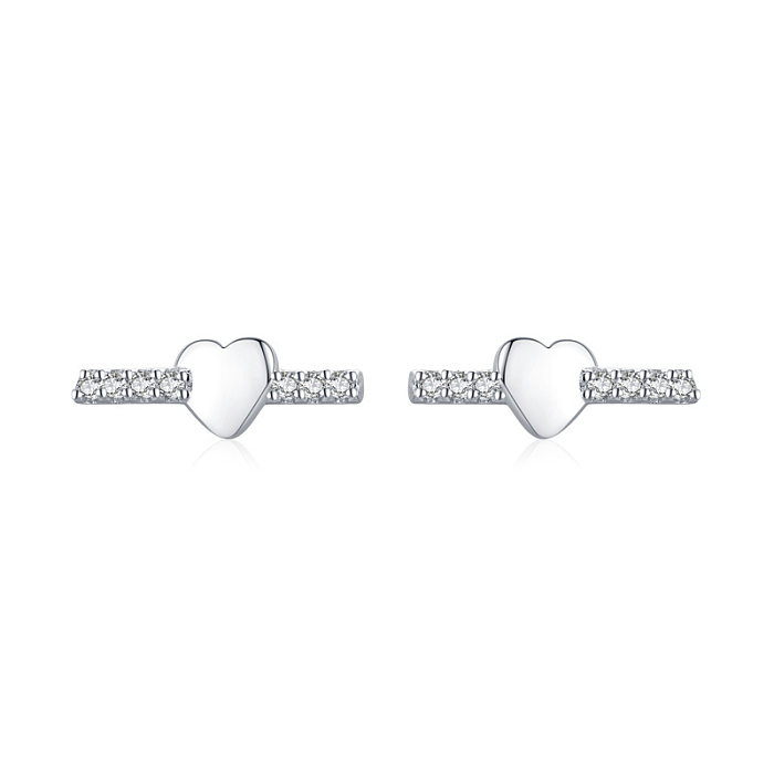 Sterling Silver Zirconia Heart Earrings