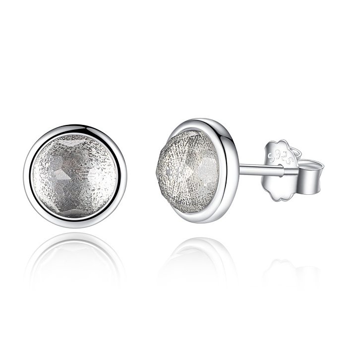 Silver Zirconia Month Birthstone Stud Earrings