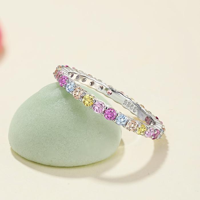 Shiny Rainbow Bubble Zirconia Band Ring