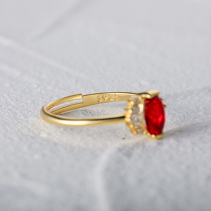 Silver Red Zirconia Open Band Ring