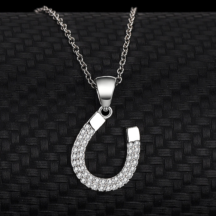 Sterling Silver Zirconia Horsehoe Necklace