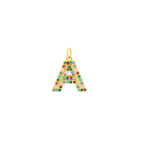 Colorful Zirconia Silver Sterling Letter A Pendant