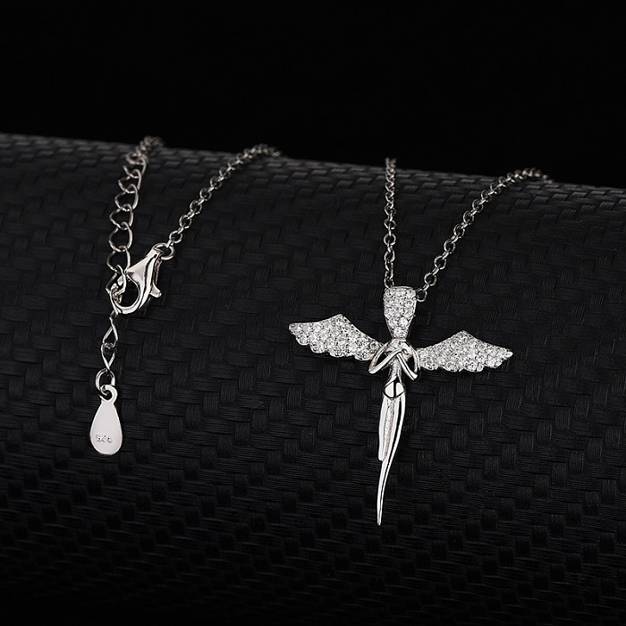 Cubic Zirconia Angel Wings Pendant Necklace