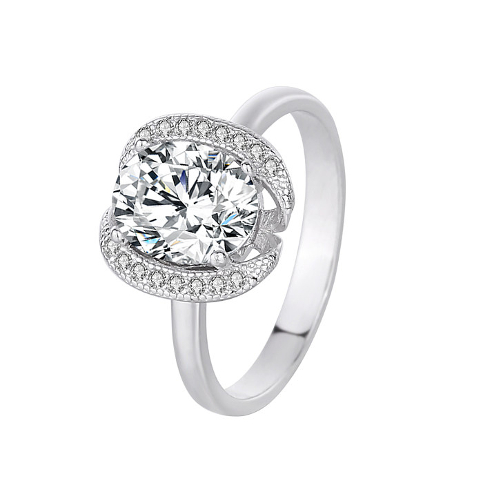 Silver Cubic Zirconia Solitaire Ring