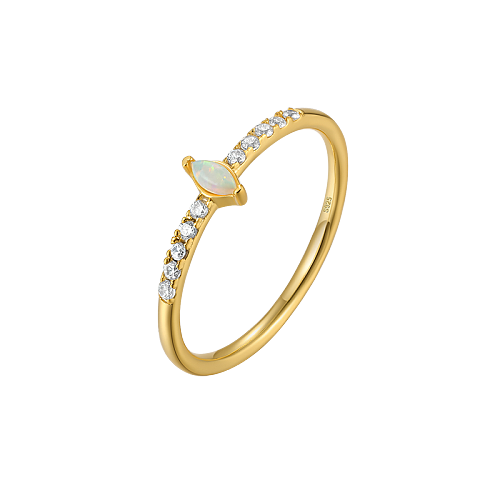 Silver Zirconia Opal Band Ring