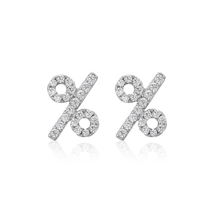 Sterling Silver Zirconia Symbol Stud Earrings