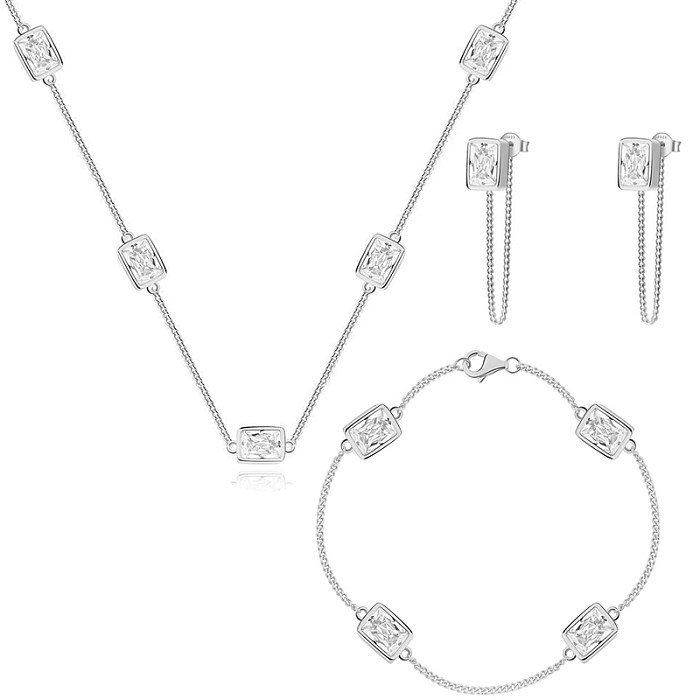 Conjuntos de joias de zircônia com elos de prata esterlina