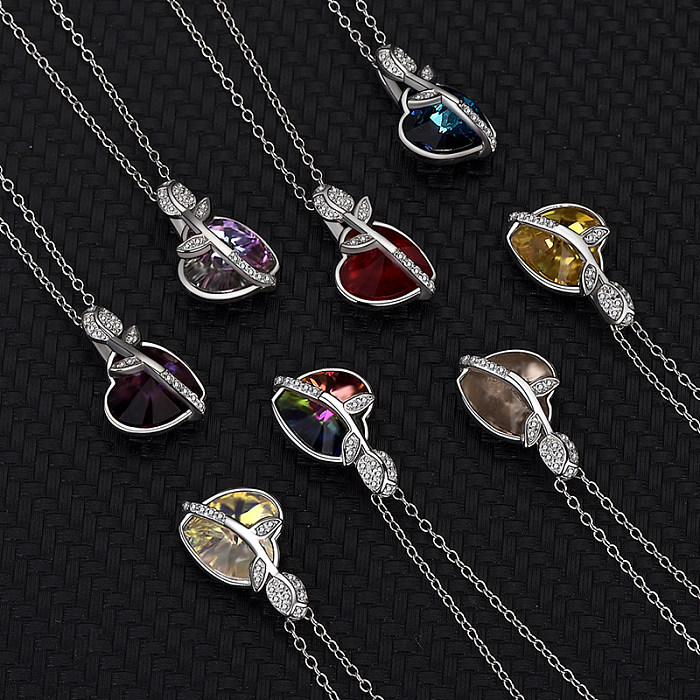 Austrian Crystals Love Heart Cubic Zirconia Pendant Necklace
