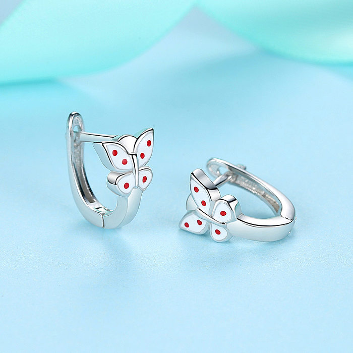 Kids Silver Butterfly Hoop Earrings