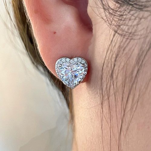 Shiny Heart Zirconia Wedding Stud Earring