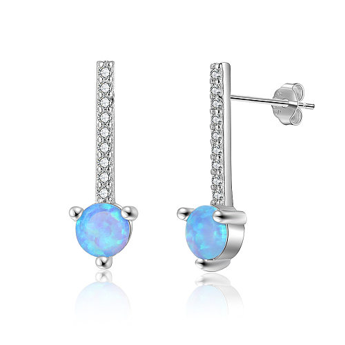 Zirconia Hearts Opal Party Stud Earring