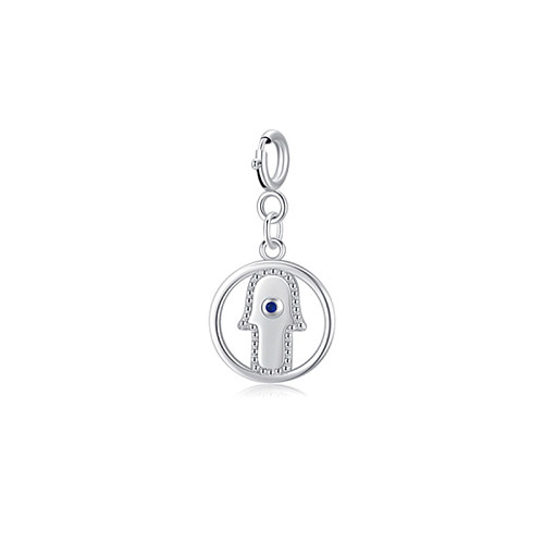 Kids  Sterling Silver Fatima Hand Eyes Pendant