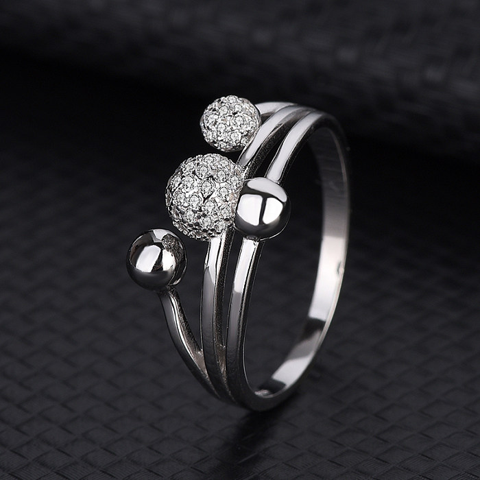 Silver Cubic Zirconia Spherical Band Ring