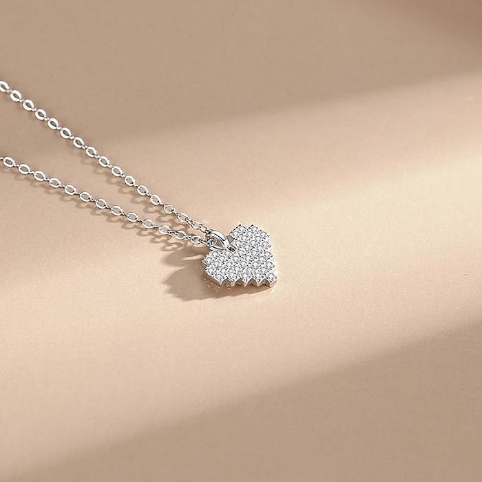 Sterling Silver Full Zirconia Heart Necklaces