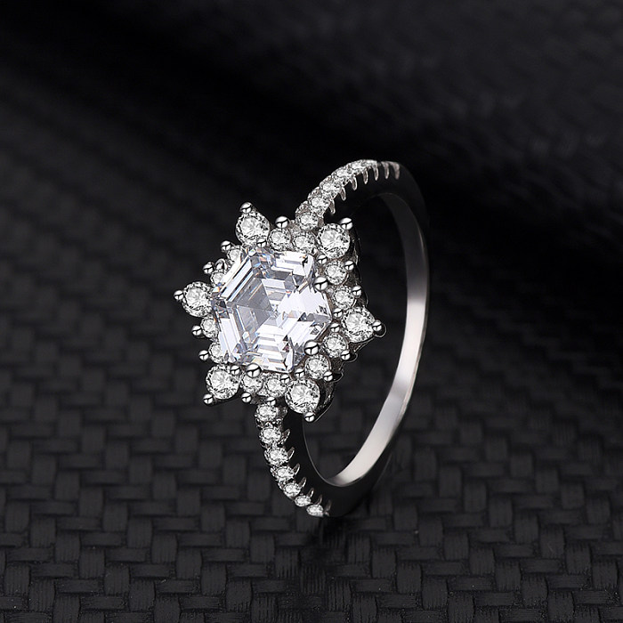Cubic Zirconia Snowflake Solitaire Ring