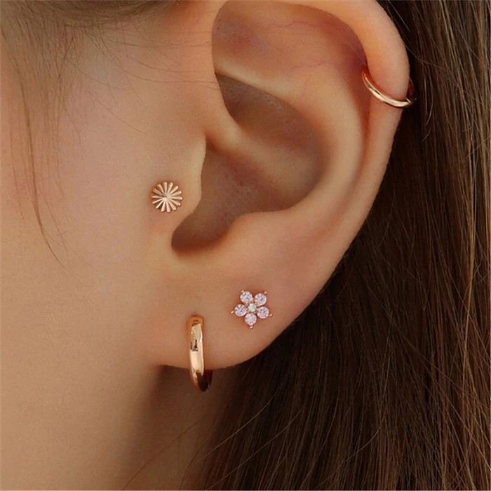 pcs  Sterling Silver Zirconia Flower Earring Sets