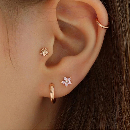 pcs  Sterling Silver Zirconia Flower Earring Sets