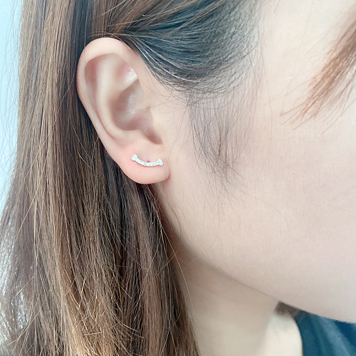 Cubic Zirconia Smile Stud Earring