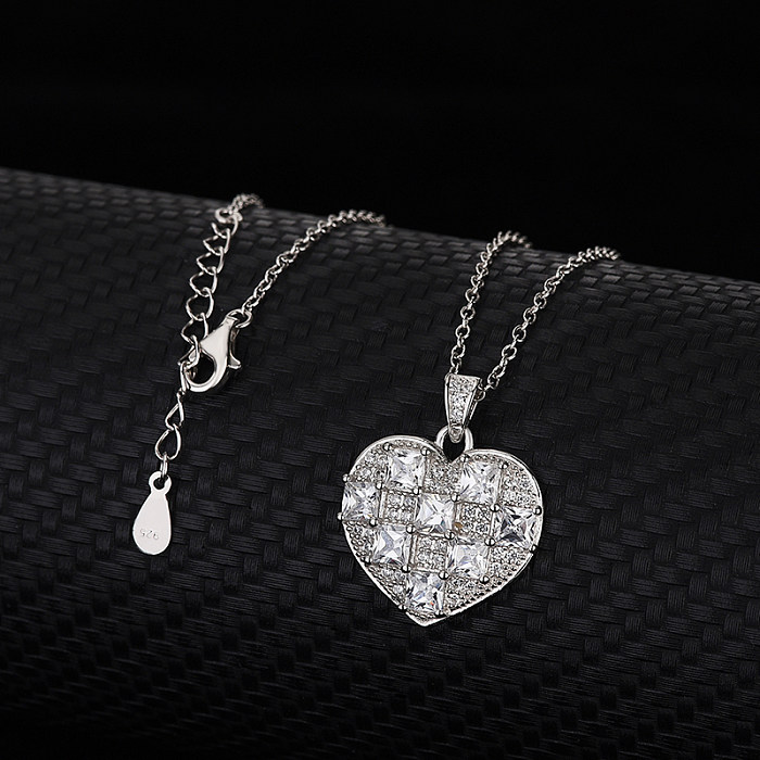 Silver Cubic Zirconia Heart Necklace
