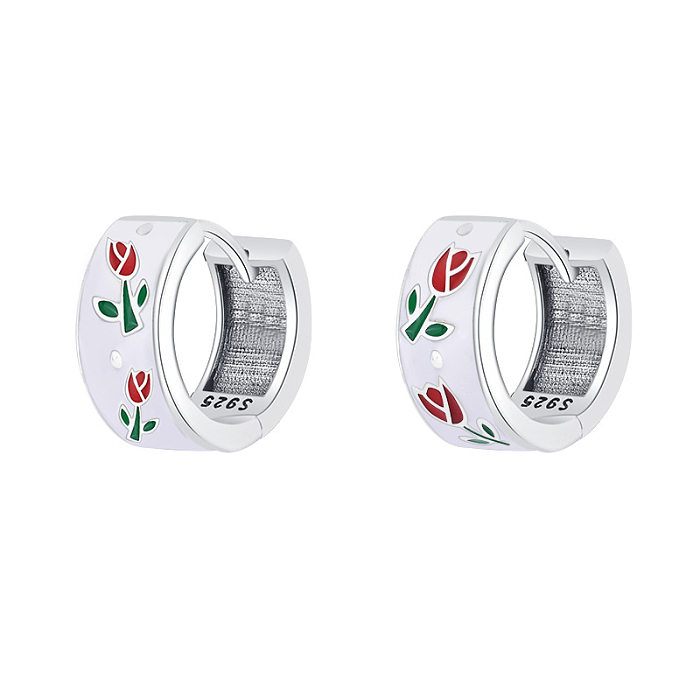 Enamel Tulip Hoop Earrings