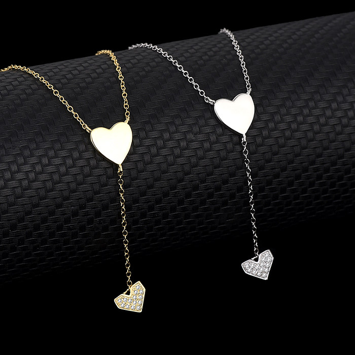 Collier pendentif coeur en argent sterling et zircone