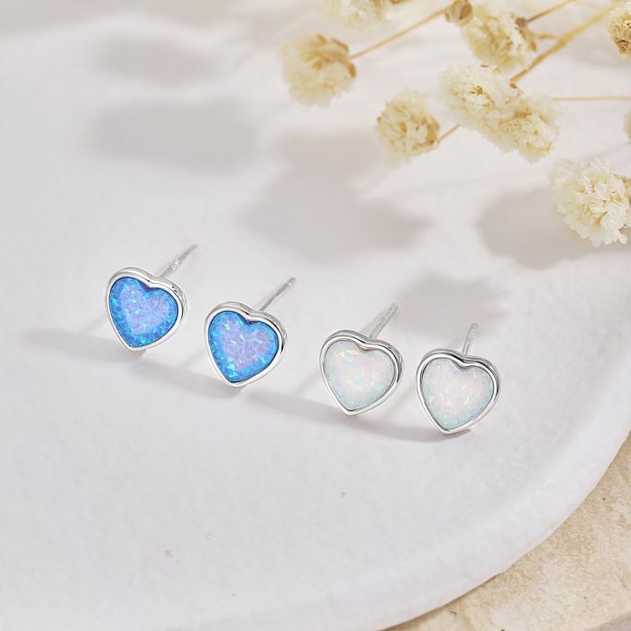 Heart Opal Stud Earring