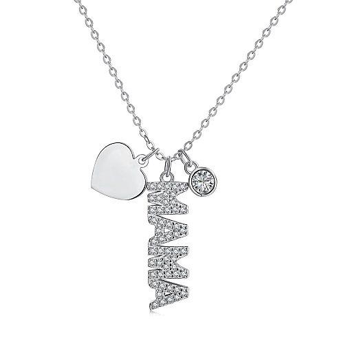 Zirconia MaMa Letters Heart Necklace