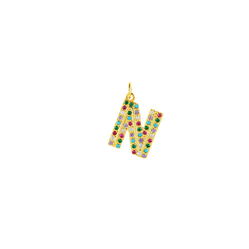 Colorful Zirconia Silver Sterling Letter N Pendant