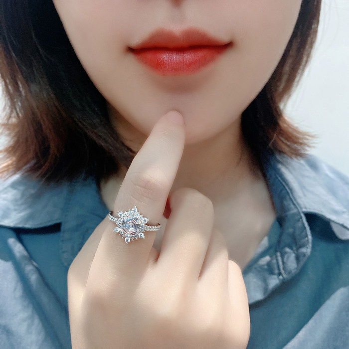 Cubic Zirconia Snowflake Solitaire Ring