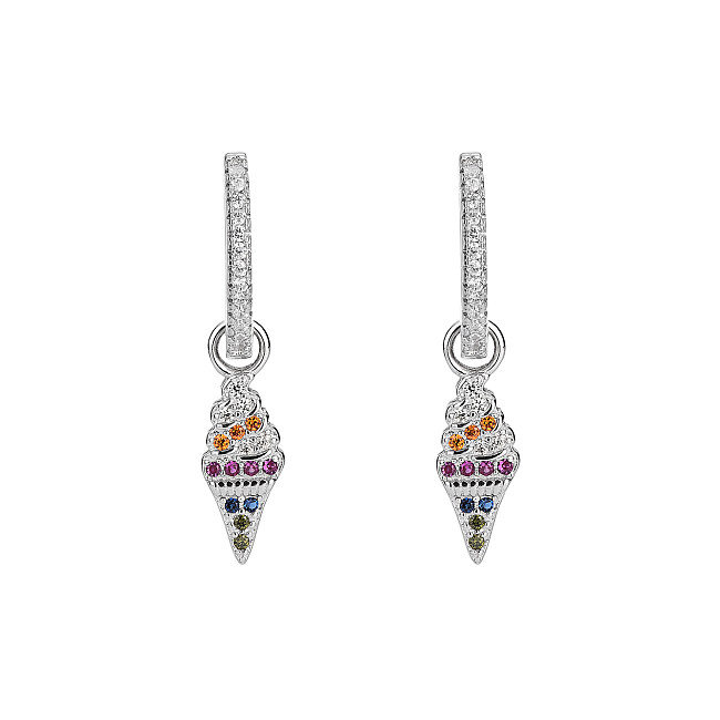 Silver Cubic Zirconia Icecream Hoop Earring