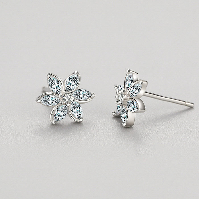 Sterling Silver Zirconia Star Stud Earrings