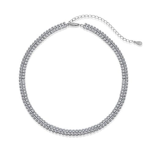 Collier ras du cou en argent sterling avec zircone et tennis