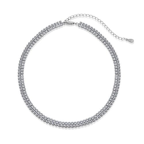 Sterling Silver Choker Zirconia Tennis Necklace