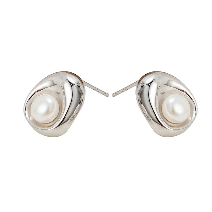 Geometric Pearl Stud Earring