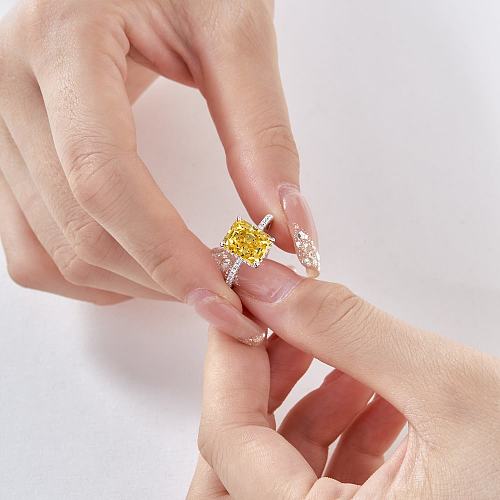 Sterling Silver A Yellow Zirconia Solitaire Ring