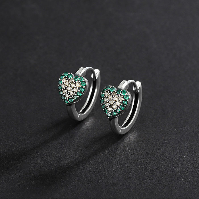Vintage Zirconia Heart Hoop Earrings