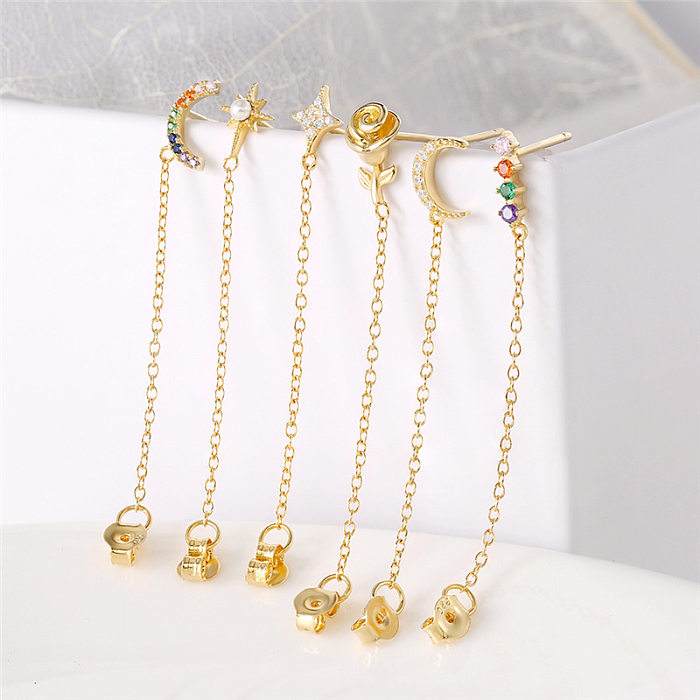 Silver Cubic Zirconia Earring with Chain