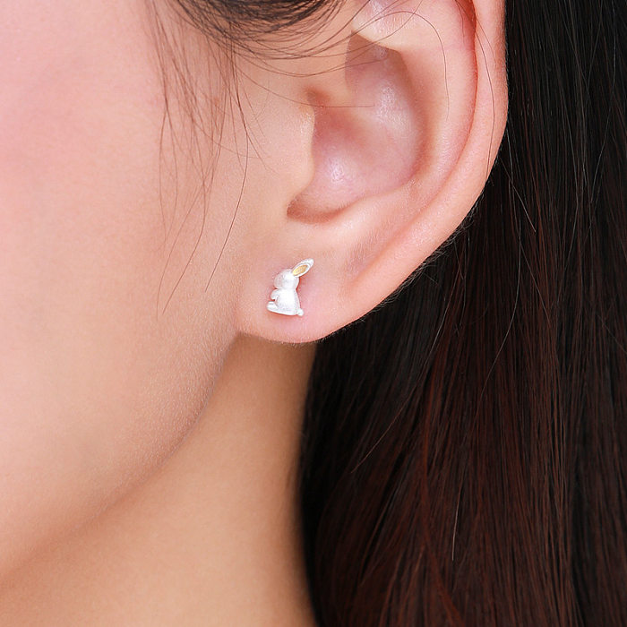 Kids  Silver Rabbit Stud Earring