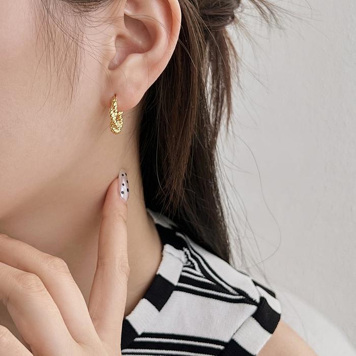 Sterling Silver Twisted French Lock Hoop Earring