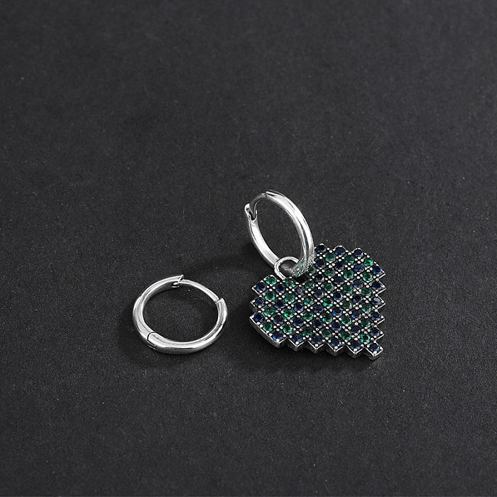 Vintage Zirconia Heart Asymmetric Hoop Earrings