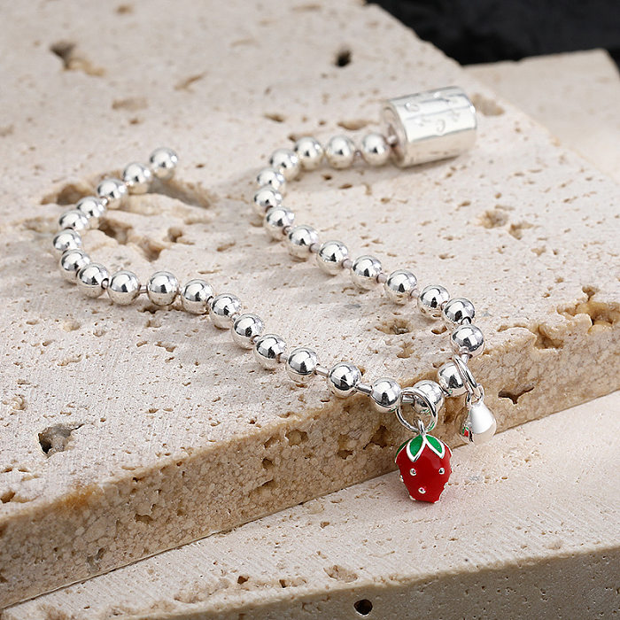 Bracelets fraise en perles d'argent sterling