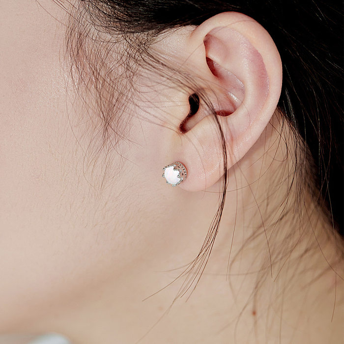 mm Round Opal Stud Earring