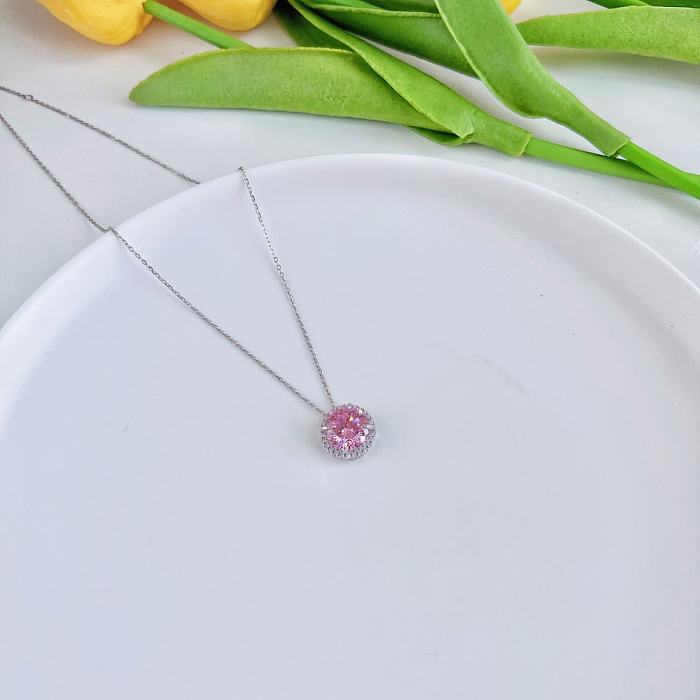 Halsketten aus Sterlingsilber mit rosa Zirkonia