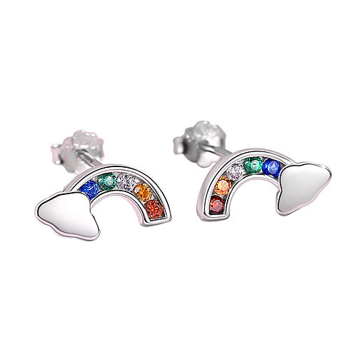 Sterling Silver Zirconia Rainbow Cloud Earrings
