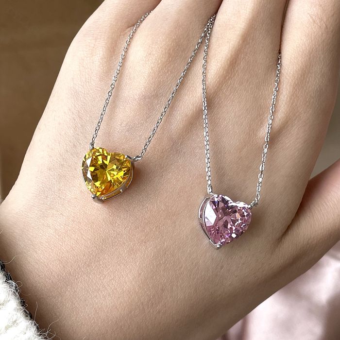 Sterling Silver CZ Love Heart Necklaces