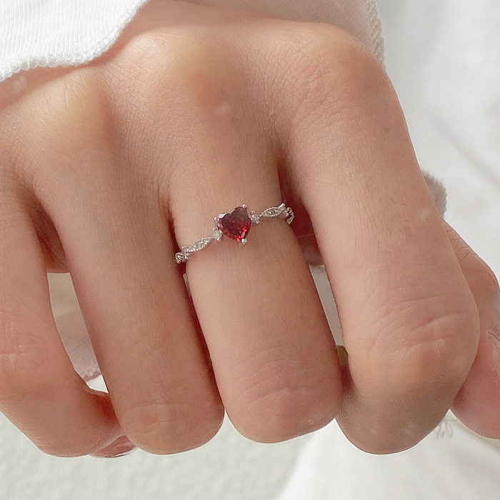 Red Zirconia Heart Wedding Party Ring