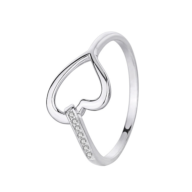 Silver Cubic Zirconia Heart Ring