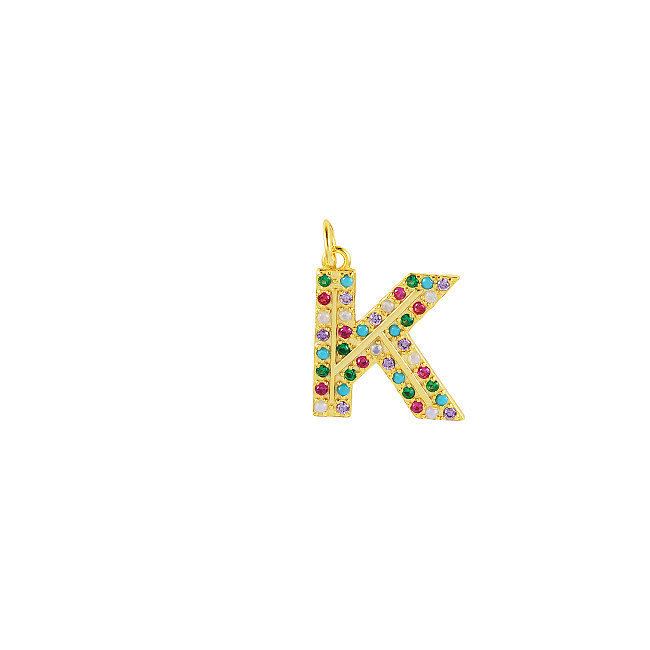 Colorful Zirconia Silver Sterling Letter K Pendant